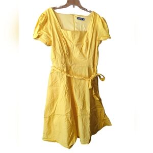 OBBUE Women's Square Neck Dress Vintage 1950s Cocktail Party Dress W/Puff Sleeve